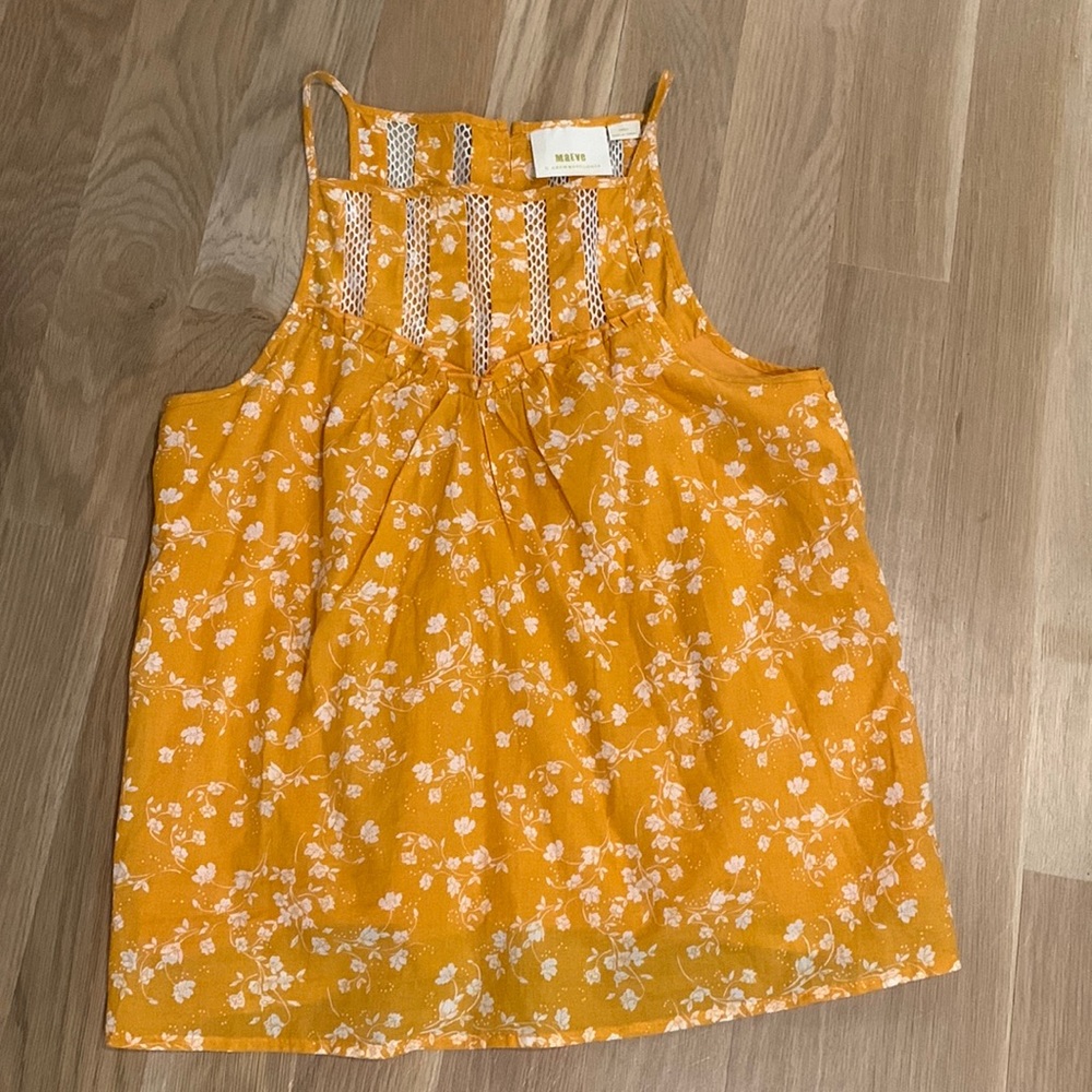 Yellow/orange floral tank top from Maeve by Anthropologie